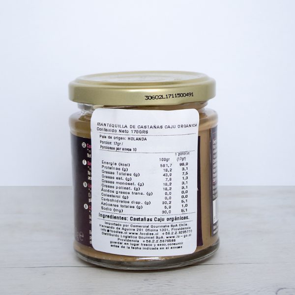 mantequilla de cajú orgánica 170 grs.